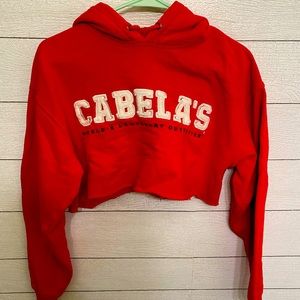Cabelas cropped red hoodie